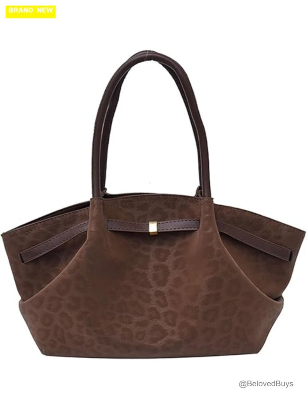 Faux Suede Tote Bag Leopard Print Large Capacity Shoulder Hobo Handbag